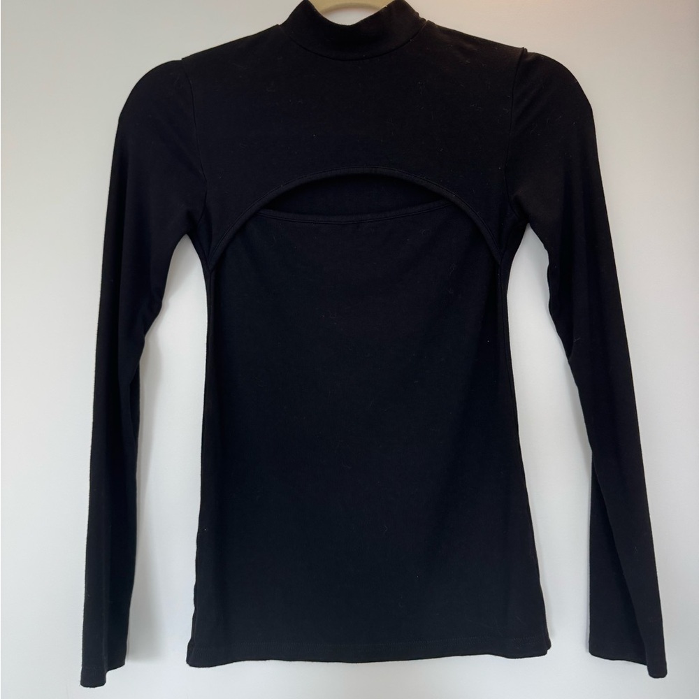 Black Cutout Long Sleeve Top